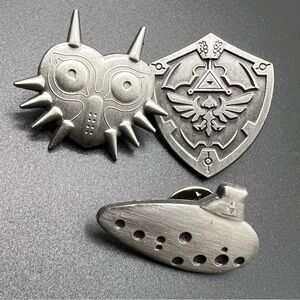 Legend Of Zelda Metal Pins Ocarina Of Time, Majora’s Mask, Hylian Shield